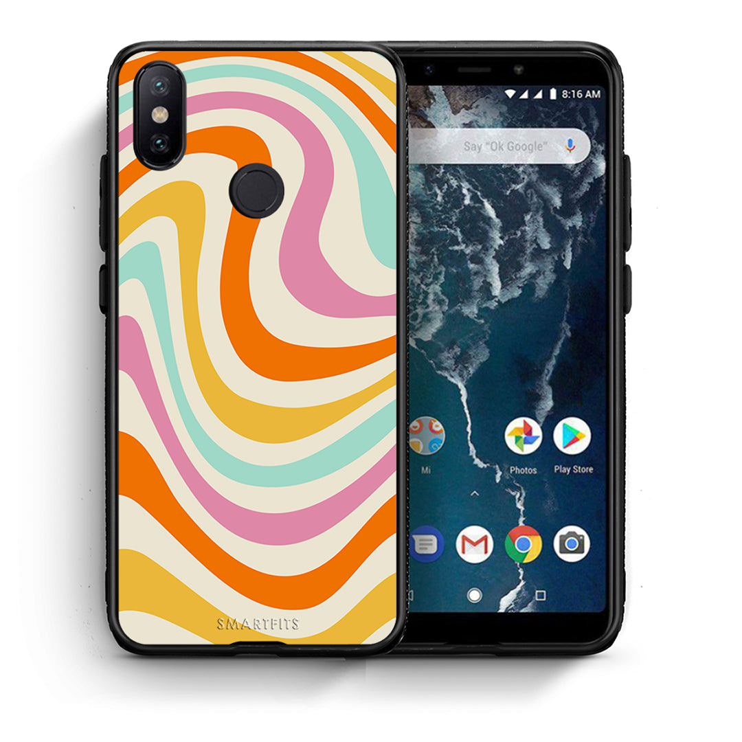 Θήκη Xiaomi Mi A2 Colourful Waves από τη Smartfits με σχέδιο στο πίσω μέρος και μαύρο περίβλημα | Xiaomi Mi A2 Colourful Waves case with colorful back and black bezels