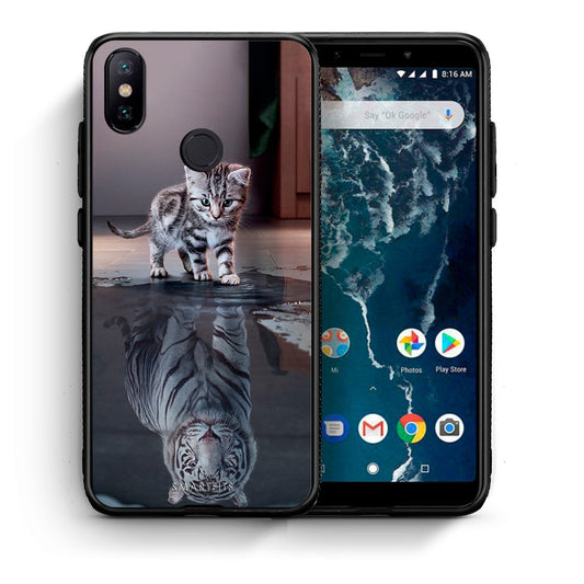 Θήκη Xiaomi Mi A2 Tiger Cute από τη Smartfits με σχέδιο στο πίσω μέρος και μαύρο περίβλημα | Xiaomi Mi A2 Tiger Cute case with colorful back and black bezels