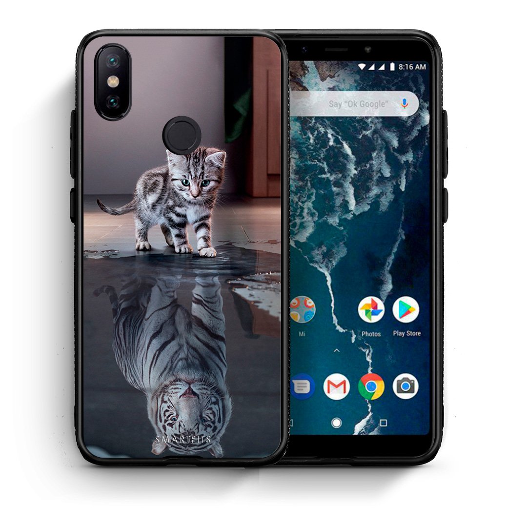 Θήκη Xiaomi Mi A2 Tiger Cute από τη Smartfits με σχέδιο στο πίσω μέρος και μαύρο περίβλημα | Xiaomi Mi A2 Tiger Cute case with colorful back and black bezels
