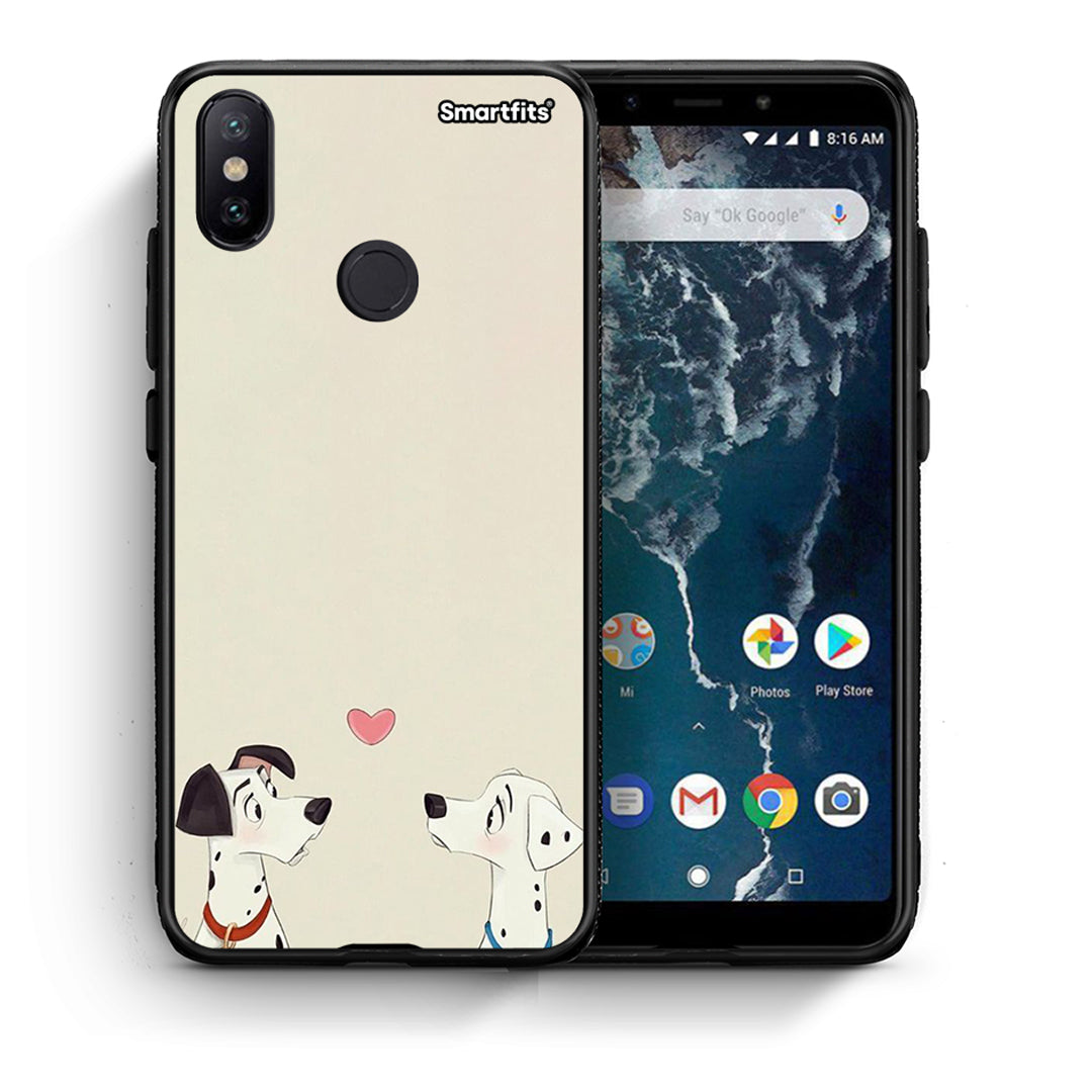 Θήκη Xiaomi Mi A2 Dalmatians Love από τη Smartfits με σχέδιο στο πίσω μέρος και μαύρο περίβλημα | Xiaomi Mi A2 Dalmatians Love case with colorful back and black bezels