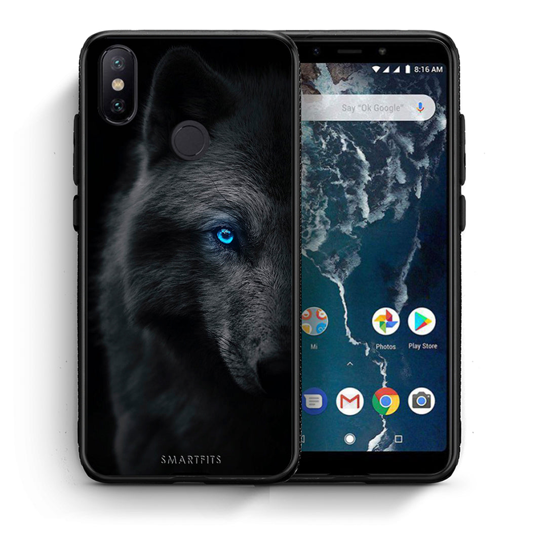 Θήκη Xiaomi Mi A2 Dark Wolf από τη Smartfits με σχέδιο στο πίσω μέρος και μαύρο περίβλημα | Xiaomi Mi A2 Dark Wolf case with colorful back and black bezels
