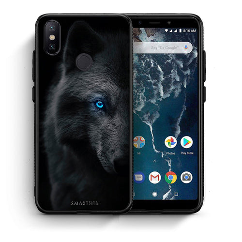 Θήκη Xiaomi Mi A2 Dark Wolf από τη Smartfits με σχέδιο στο πίσω μέρος και μαύρο περίβλημα | Xiaomi Mi A2 Dark Wolf case with colorful back and black bezels