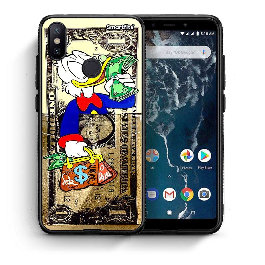 Θήκη Xiaomi Mi A2 Duck Money από τη Smartfits με σχέδιο στο πίσω μέρος και μαύρο περίβλημα | Xiaomi Mi A2 Duck Money case with colorful back and black bezels