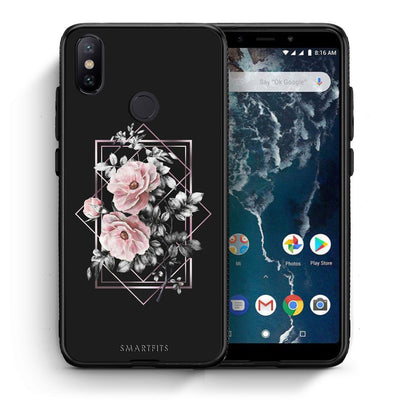 Θήκη Xiaomi Mi A2 Frame Flower από τη Smartfits με σχέδιο στο πίσω μέρος και μαύρο περίβλημα | Xiaomi Mi A2 Frame Flower case with colorful back and black bezels