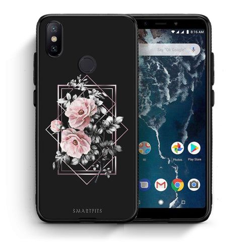 Θήκη Xiaomi Mi A2 Frame Flower από τη Smartfits με σχέδιο στο πίσω μέρος και μαύρο περίβλημα | Xiaomi Mi A2 Frame Flower case with colorful back and black bezels