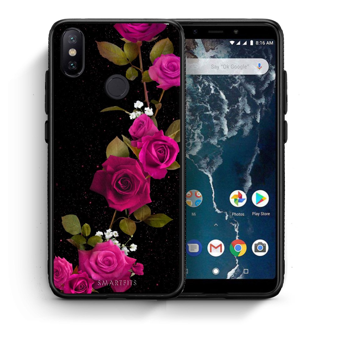 Θήκη Xiaomi Mi A2 Red Roses Flower από τη Smartfits με σχέδιο στο πίσω μέρος και μαύρο περίβλημα | Xiaomi Mi A2 Red Roses Flower case with colorful back and black bezels