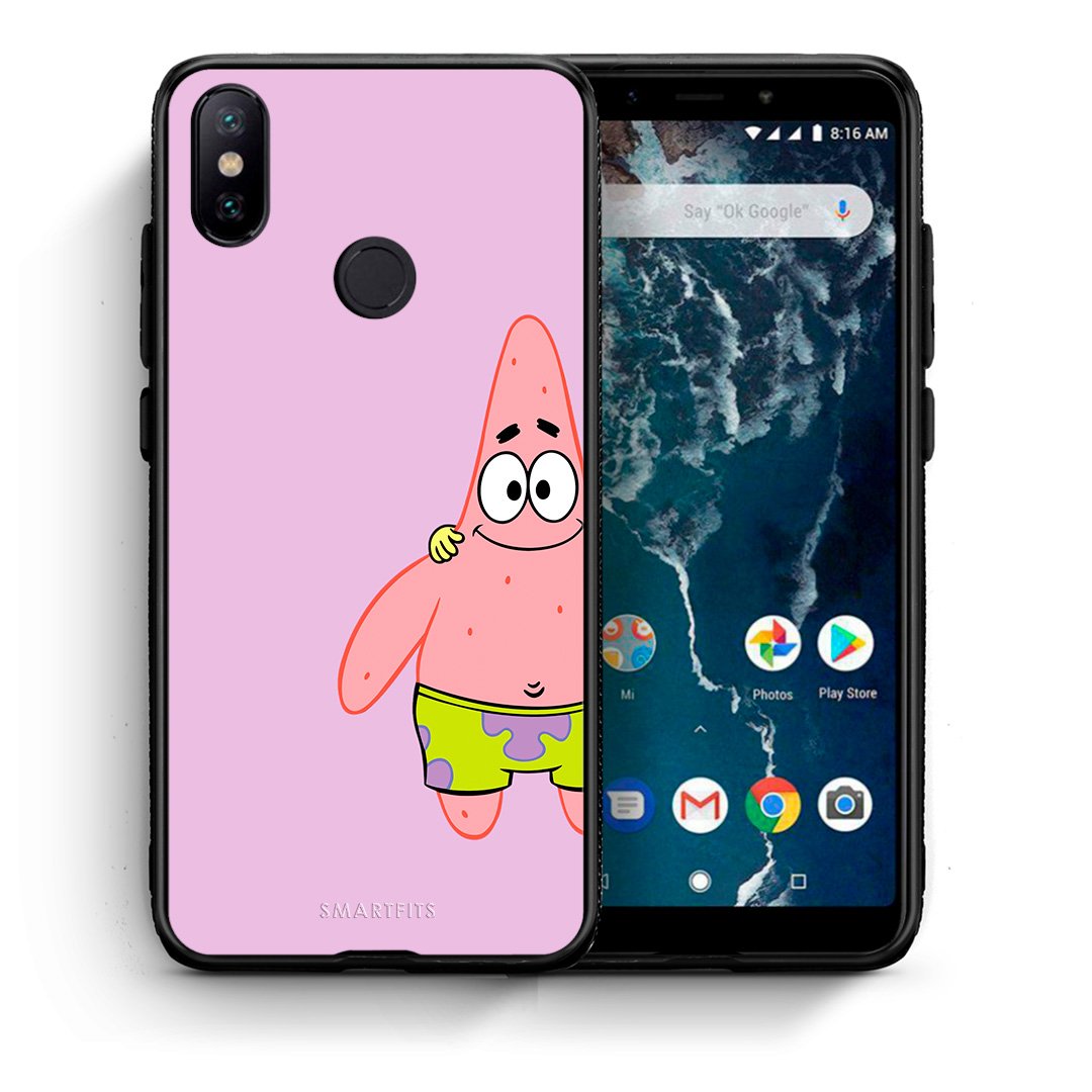 Θήκη Xiaomi Mi A2  Friends Patrick από τη Smartfits με σχέδιο στο πίσω μέρος και μαύρο περίβλημα | Xiaomi Mi A2  Friends Patrick case with colorful back and black bezels