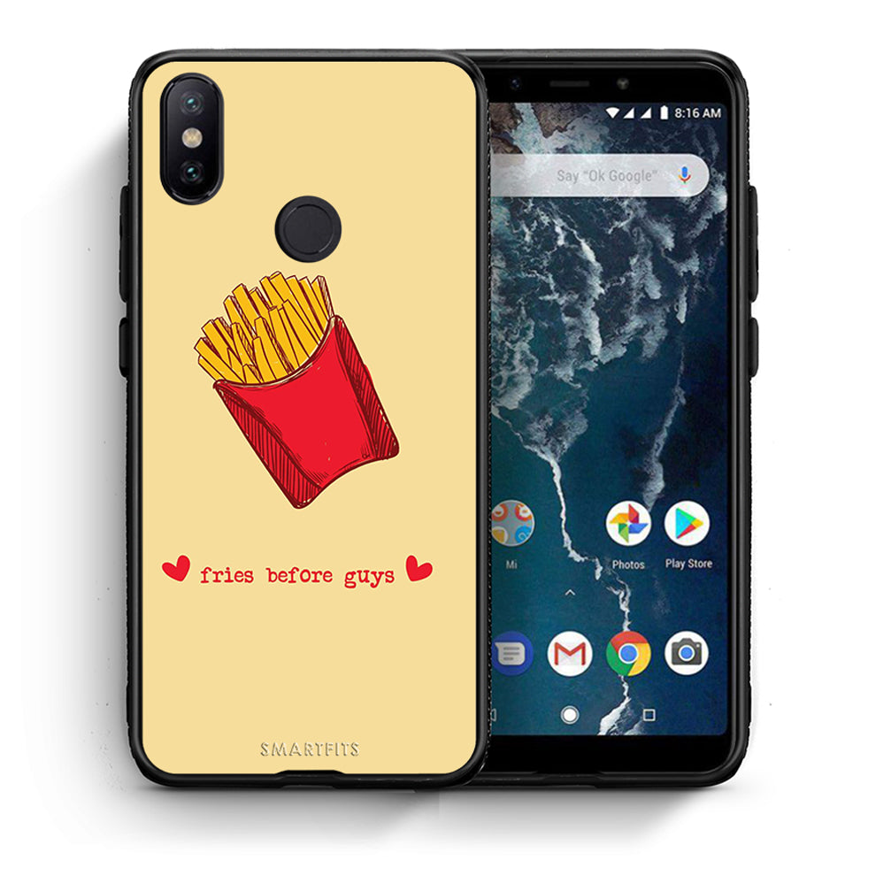 Θήκη Αγίου Βαλεντίνου Xiaomi Mi A2 Fries Before Guys από τη Smartfits με σχέδιο στο πίσω μέρος και μαύρο περίβλημα | Xiaomi Mi A2 Fries Before Guys case with colorful back and black bezels