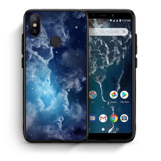 Θήκη Xiaomi Mi A2 Blue Sky Galaxy από τη Smartfits με σχέδιο στο πίσω μέρος και μαύρο περίβλημα | Xiaomi Mi A2 Blue Sky Galaxy case with colorful back and black bezels