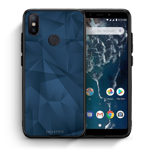 Θήκη Xiaomi Mi A2 Blue Abstract Geometric από τη Smartfits με σχέδιο στο πίσω μέρος και μαύρο περίβλημα | Xiaomi Mi A2 Blue Abstract Geometric case with colorful back and black bezels