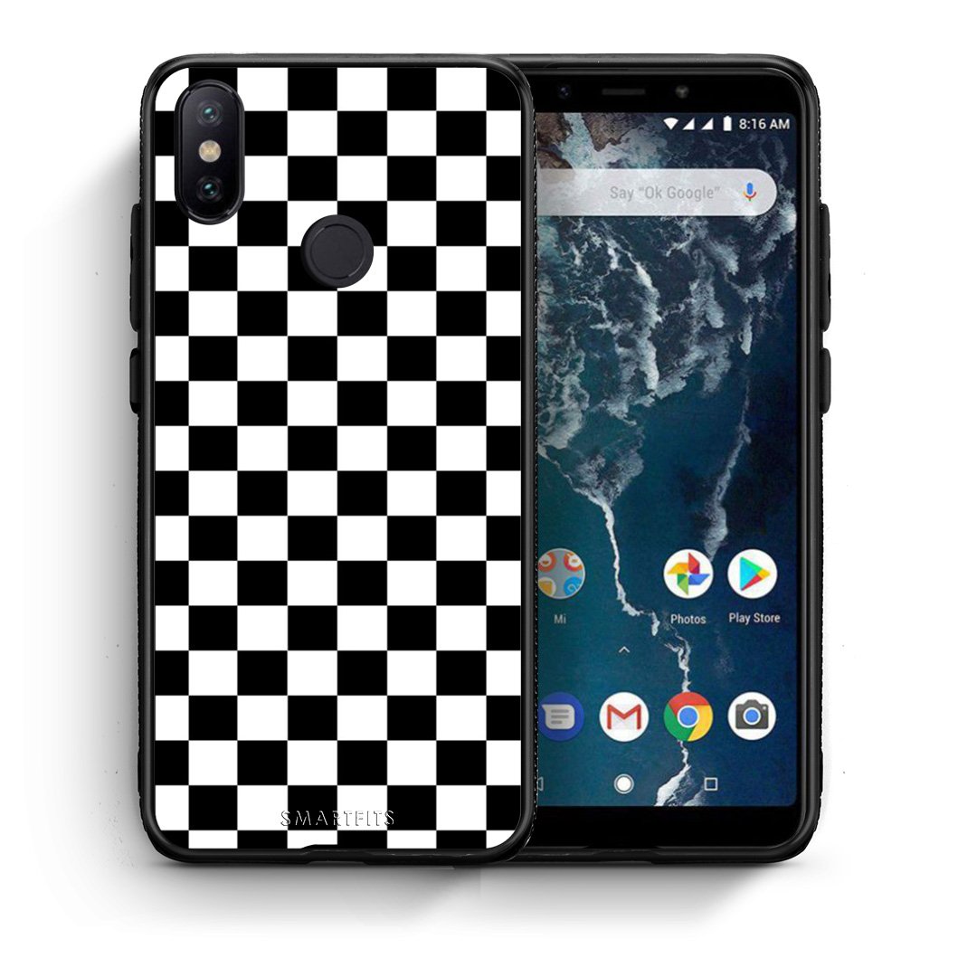 Θήκη Xiaomi Mi A2 Squares Geometric από τη Smartfits με σχέδιο στο πίσω μέρος και μαύρο περίβλημα | Xiaomi Mi A2 Squares Geometric case with colorful back and black bezels