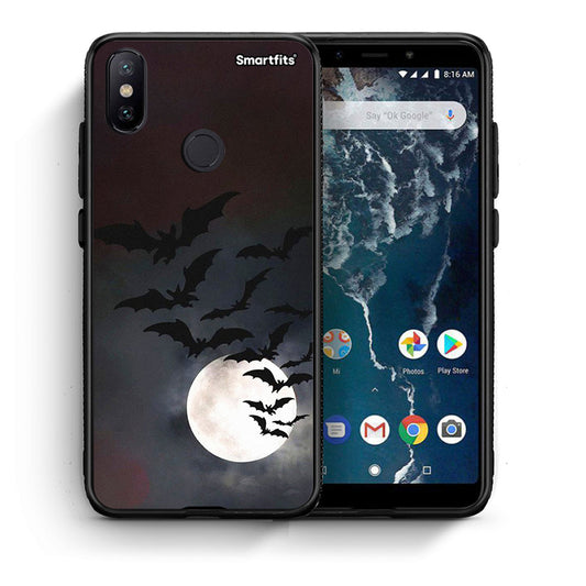 Θήκη Xiaomi Mi A2 Halloween Bat Night από τη Smartfits με σχέδιο στο πίσω μέρος και μαύρο περίβλημα | Xiaomi Mi A2 Halloween Bat Night case with colorful back and black bezels