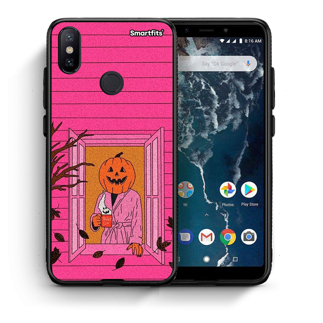 Θήκη Xiaomi Mi A2 Halloween Pumpkin Lady από τη Smartfits με σχέδιο στο πίσω μέρος και μαύρο περίβλημα | Xiaomi Mi A2 Halloween Pumpkin Lady case with colorful back and black bezels