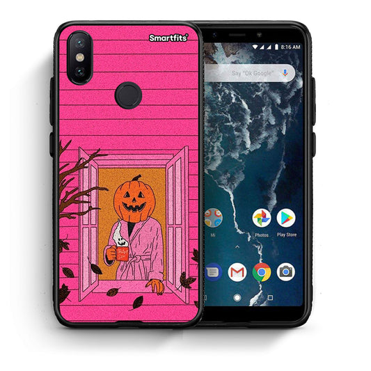 Θήκη Xiaomi Mi A2 Halloween Pumpkin Lady από τη Smartfits με σχέδιο στο πίσω μέρος και μαύρο περίβλημα | Xiaomi Mi A2 Halloween Pumpkin Lady case with colorful back and black bezels
