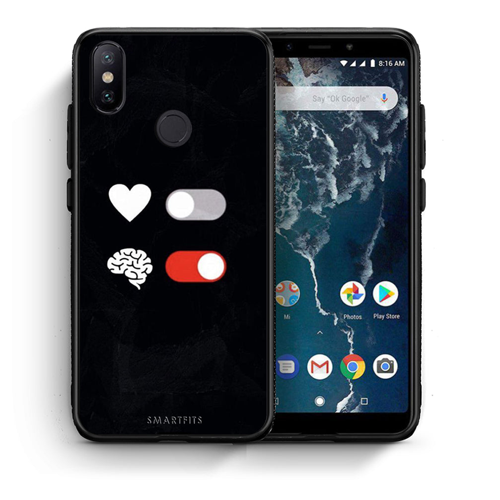 Θήκη Αγίου Βαλεντίνου Xiaomi Mi A2 Heart Vs Brain από τη Smartfits με σχέδιο στο πίσω μέρος και μαύρο περίβλημα | Xiaomi Mi A2 Heart Vs Brain case with colorful back and black bezels
