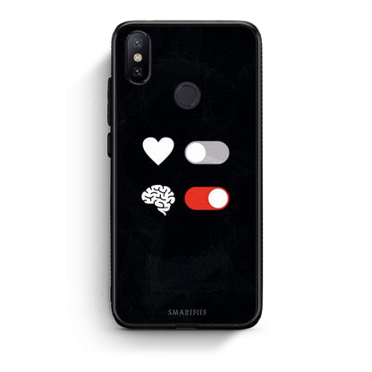 Xiaomi Mi A2 Heart Vs Brain Θήκη Αγίου Βαλεντίνου από τη Smartfits με σχέδιο στο πίσω μέρος και μαύρο περίβλημα | Smartphone case with colorful back and black bezels by Smartfits