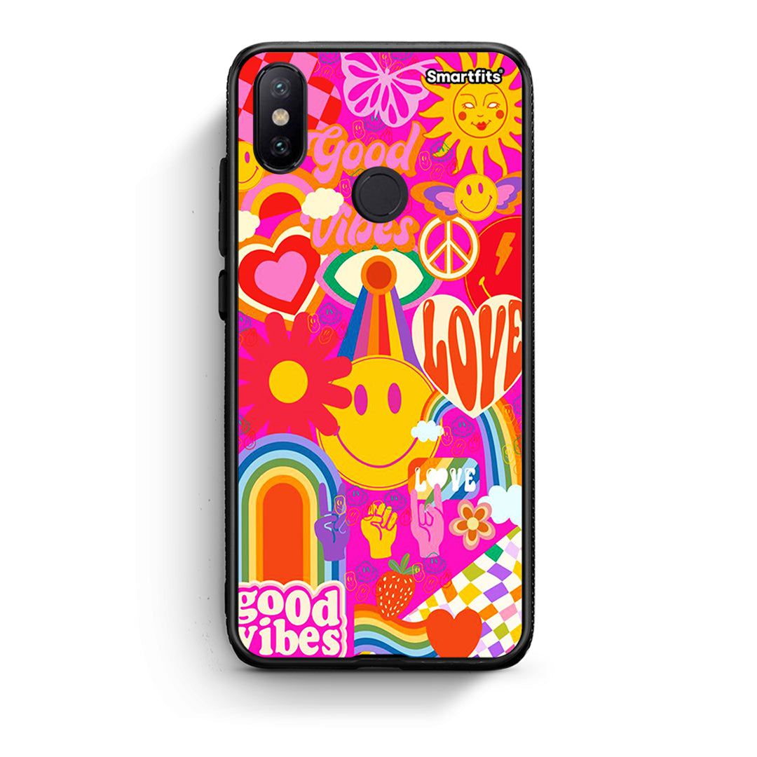 Xiaomi Mi A2 Hippie Love θήκη από τη Smartfits με σχέδιο στο πίσω μέρος και μαύρο περίβλημα | Smartphone case with colorful back and black bezels by Smartfits