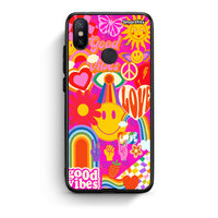 Thumbnail for Xiaomi Mi A2 Hippie Love θήκη από τη Smartfits με σχέδιο στο πίσω μέρος και μαύρο περίβλημα | Smartphone case with colorful back and black bezels by Smartfits