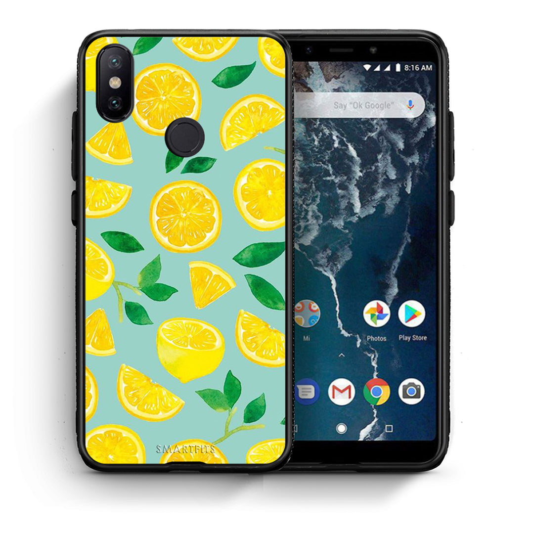 Θήκη Xiaomi Mi A2 Lemons από τη Smartfits με σχέδιο στο πίσω μέρος και μαύρο περίβλημα | Xiaomi Mi A2 Lemons case with colorful back and black bezels