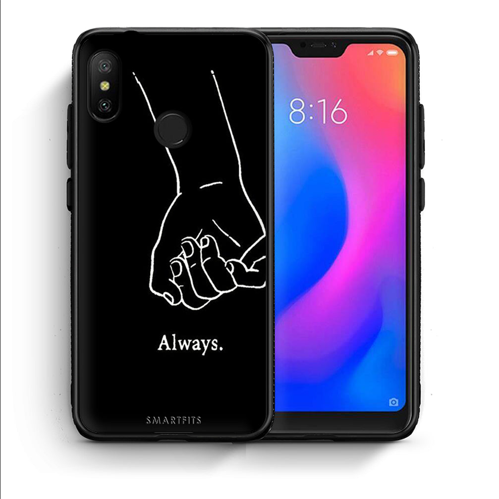Θήκη Αγίου Βαλεντίνου Xiaomi Mi A2 Lite Always & Forever 1 από τη Smartfits με σχέδιο στο πίσω μέρος και μαύρο περίβλημα | Xiaomi Mi A2 Lite Always & Forever 1 case with colorful back and black bezels