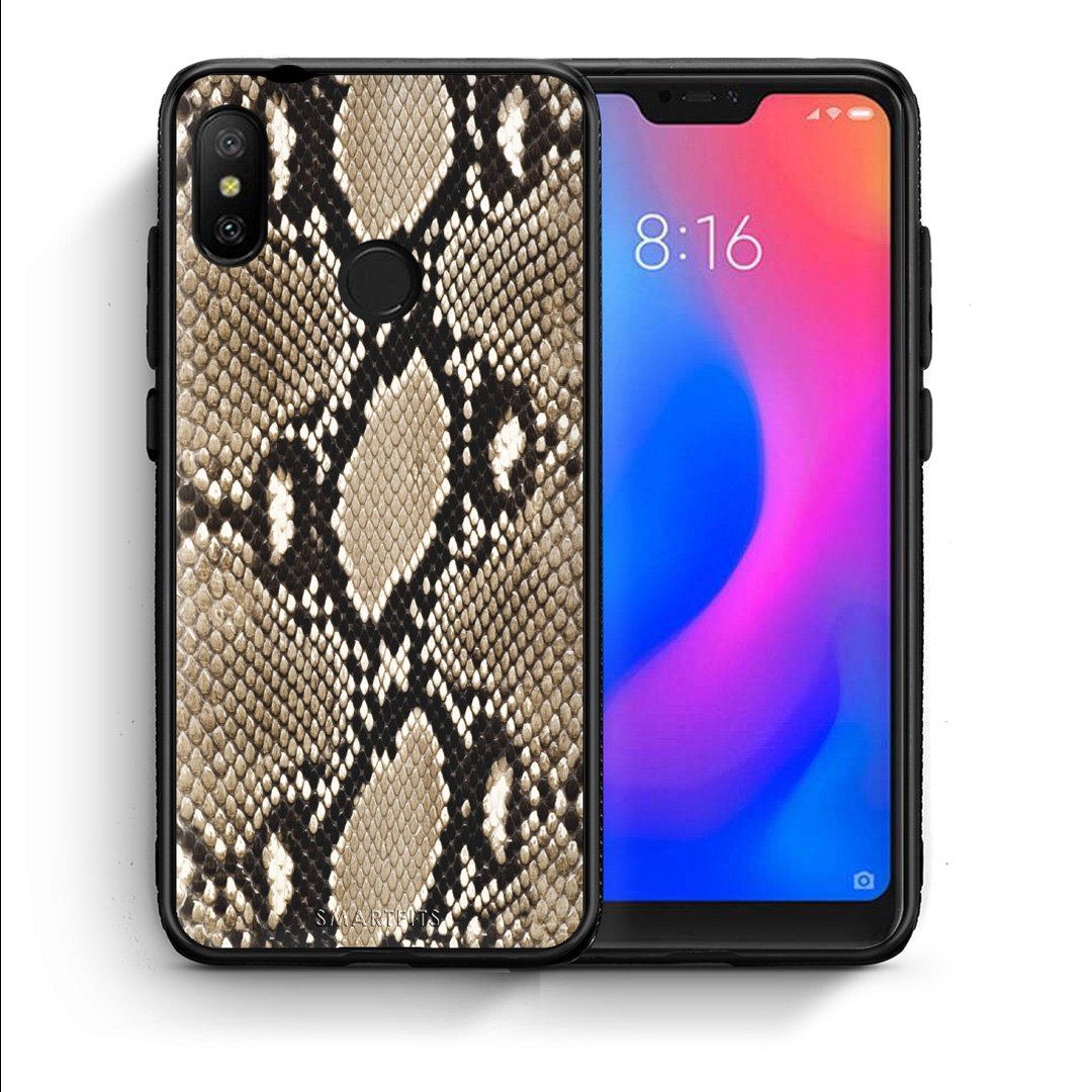 Θήκη Xiaomi Mi A2 Lite Fashion Snake Animal από τη Smartfits με σχέδιο στο πίσω μέρος και μαύρο περίβλημα | Xiaomi Mi A2 Lite Fashion Snake Animal case with colorful back and black bezels
