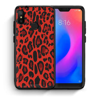 Thumbnail for Θήκη Xiaomi Mi A2 Lite Red Leopard Animal από τη Smartfits με σχέδιο στο πίσω μέρος και μαύρο περίβλημα | Xiaomi Mi A2 Lite Red Leopard Animal case with colorful back and black bezels