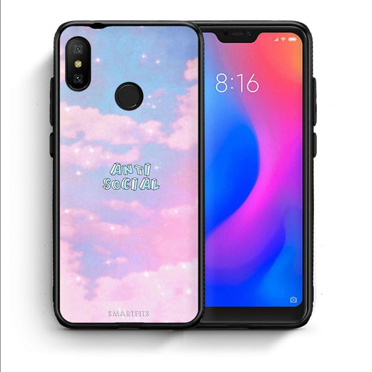 Θήκη Αγίου Βαλεντίνου Xiaomi Mi A2 Lite Anti Social από τη Smartfits με σχέδιο στο πίσω μέρος και μαύρο περίβλημα | Xiaomi Mi A2 Lite Anti Social case with colorful back and black bezels