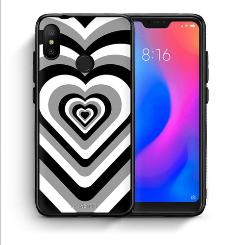 Θήκη Xiaomi Mi A2 Lite Black Hearts από τη Smartfits με σχέδιο στο πίσω μέρος και μαύρο περίβλημα | Xiaomi Mi A2 Lite Black Hearts case with colorful back and black bezels