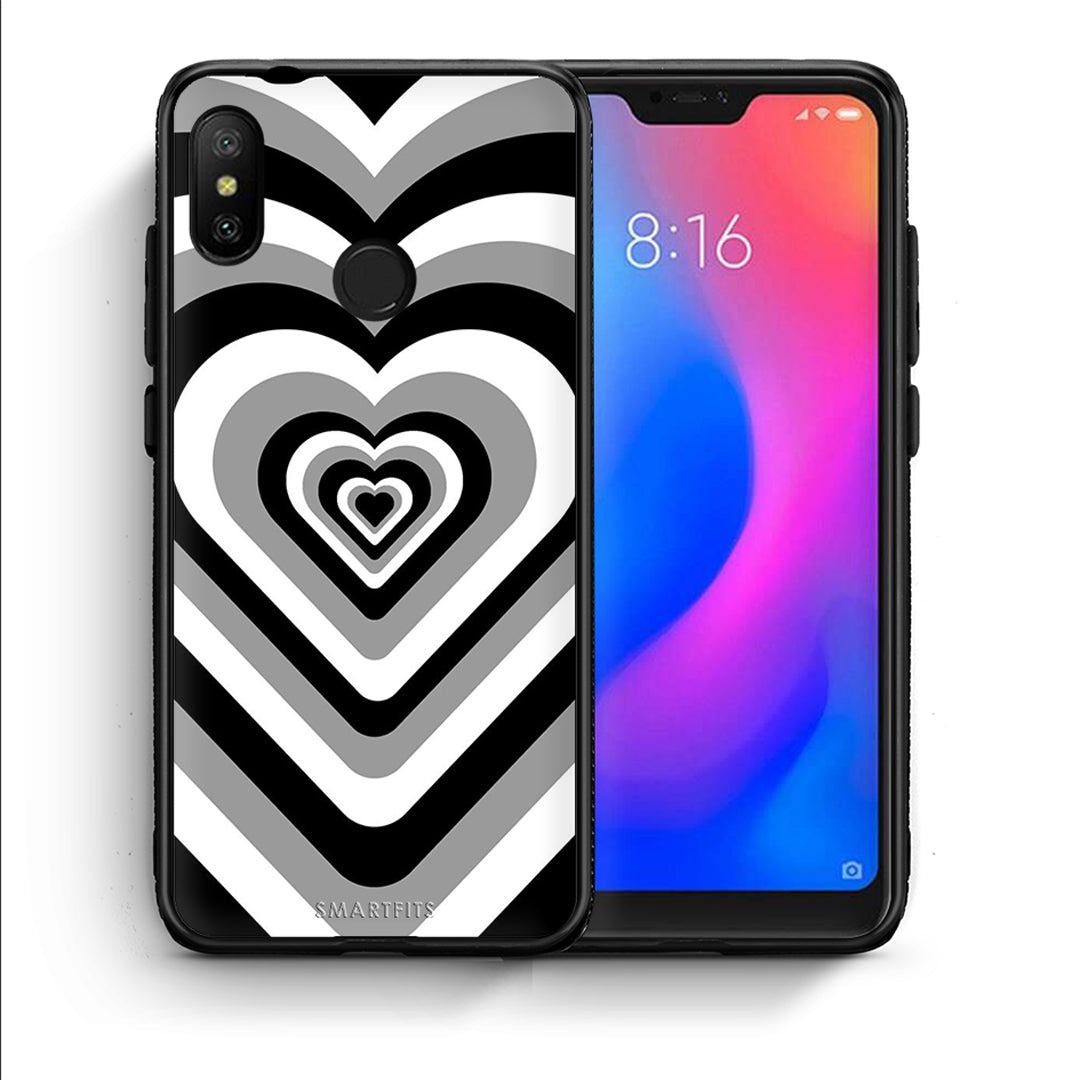 Θήκη Xiaomi Mi A2 Lite Black Hearts από τη Smartfits με σχέδιο στο πίσω μέρος και μαύρο περίβλημα | Xiaomi Mi A2 Lite Black Hearts case with colorful back and black bezels