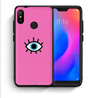 Thumbnail for Θήκη Xiaomi Mi A2 Lite Blue Eye Pink από τη Smartfits με σχέδιο στο πίσω μέρος και μαύρο περίβλημα | Xiaomi Mi A2 Lite Blue Eye Pink case with colorful back and black bezels