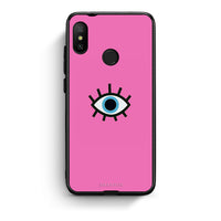 Thumbnail for Xiaomi Mi A2 Lite Blue Eye Pink θήκη από τη Smartfits με σχέδιο στο πίσω μέρος και μαύρο περίβλημα | Smartphone case with colorful back and black bezels by Smartfits