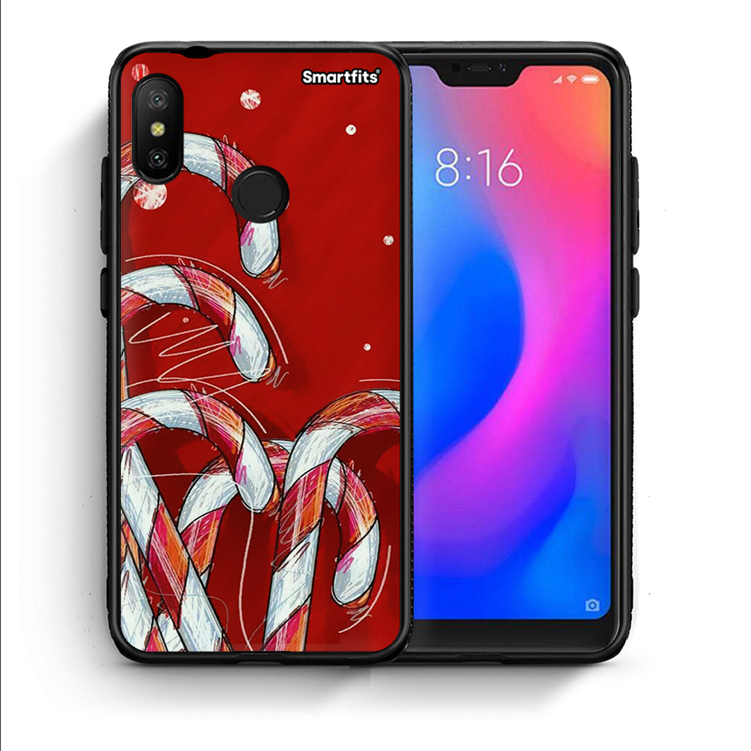 Θήκη Xiaomi Mi A2 Lite Candy Cane από τη Smartfits με σχέδιο στο πίσω μέρος και μαύρο περίβλημα | Xiaomi Mi A2 Lite Candy Cane case with colorful back and black bezels