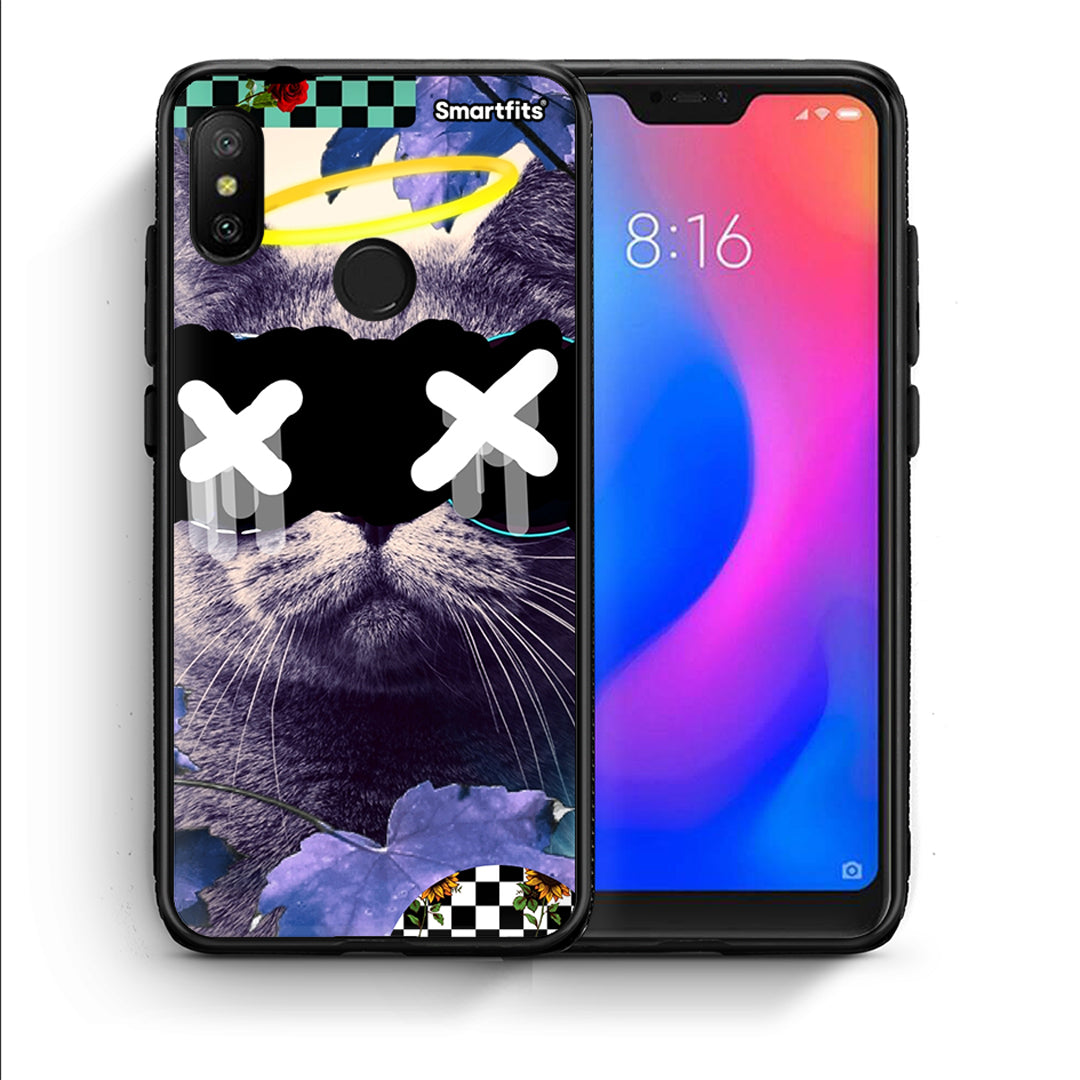 Θήκη Xiaomi Mi A2 Lite Cat Collage από τη Smartfits με σχέδιο στο πίσω μέρος και μαύρο περίβλημα | Xiaomi Mi A2 Lite Cat Collage case with colorful back and black bezels