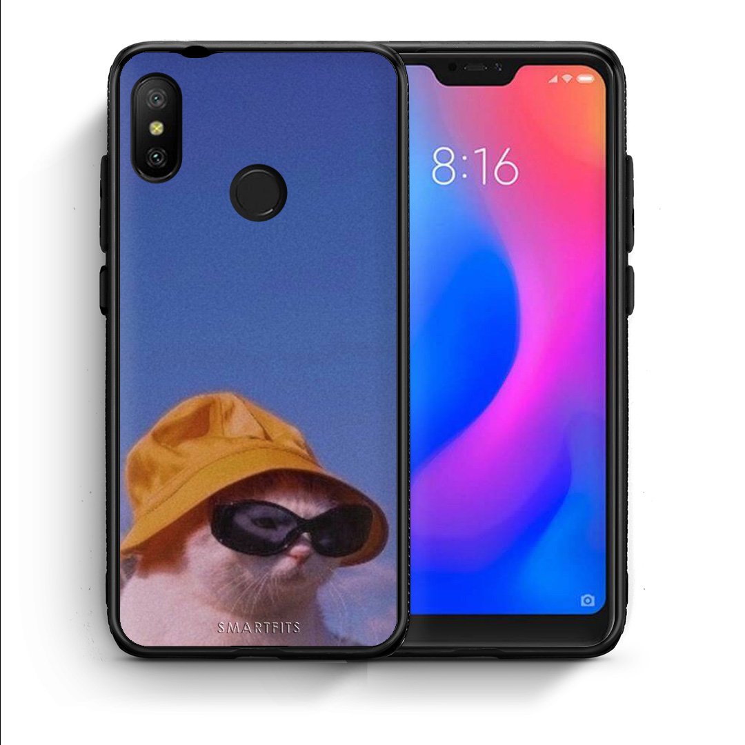 Θήκη Xiaomi Mi A2 Lite Cat Diva από τη Smartfits με σχέδιο στο πίσω μέρος και μαύρο περίβλημα | Xiaomi Mi A2 Lite Cat Diva case with colorful back and black bezels