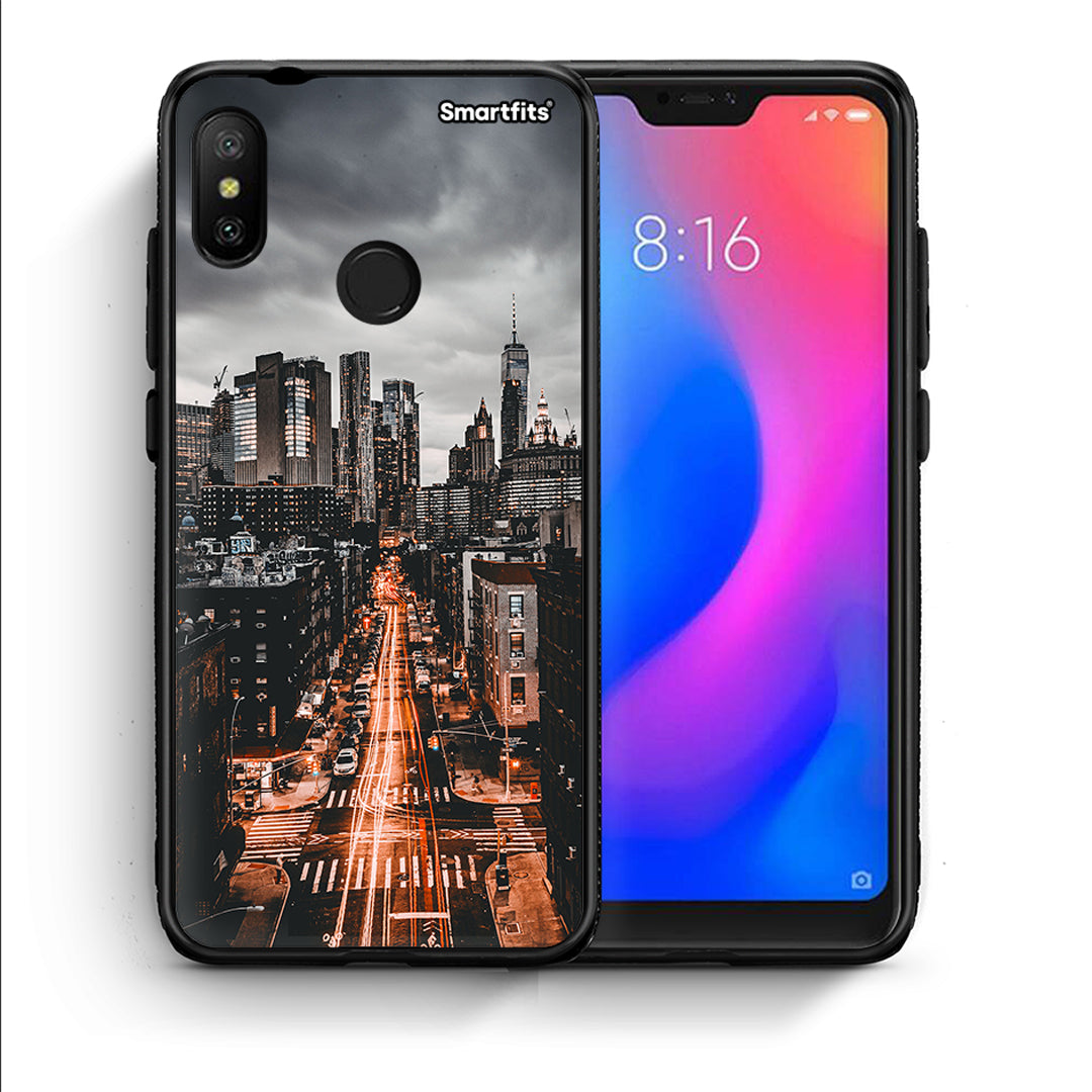 Θήκη Xiaomi Mi A2 Lite City Lights από τη Smartfits με σχέδιο στο πίσω μέρος και μαύρο περίβλημα | Xiaomi Mi A2 Lite City Lights case with colorful back and black bezels