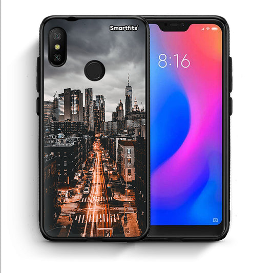 Θήκη Xiaomi Mi A2 Lite City Lights από τη Smartfits με σχέδιο στο πίσω μέρος και μαύρο περίβλημα | Xiaomi Mi A2 Lite City Lights case with colorful back and black bezels