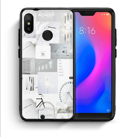 Θήκη Αγίου Βαλεντίνου Xiaomi Mi A2 Lite Collage Make Me Wonder από τη Smartfits με σχέδιο στο πίσω μέρος και μαύρο περίβλημα | Xiaomi Mi A2 Lite Collage Make Me Wonder case with colorful back and black bezels