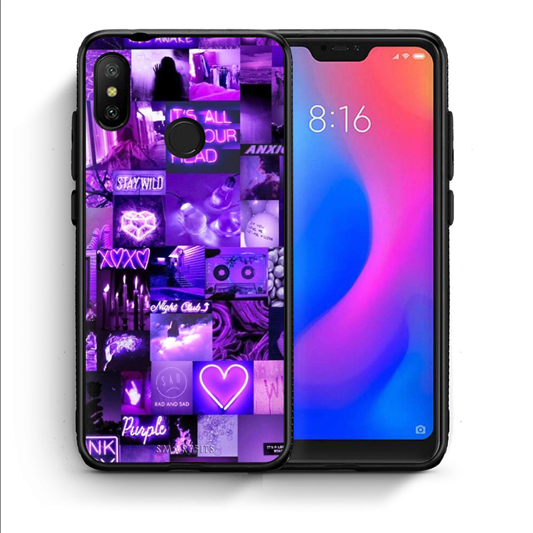 Θήκη Αγίου Βαλεντίνου Xiaomi Mi A2 Lite Collage Stay Wild από τη Smartfits με σχέδιο στο πίσω μέρος και μαύρο περίβλημα | Xiaomi Mi A2 Lite Collage Stay Wild case with colorful back and black bezels