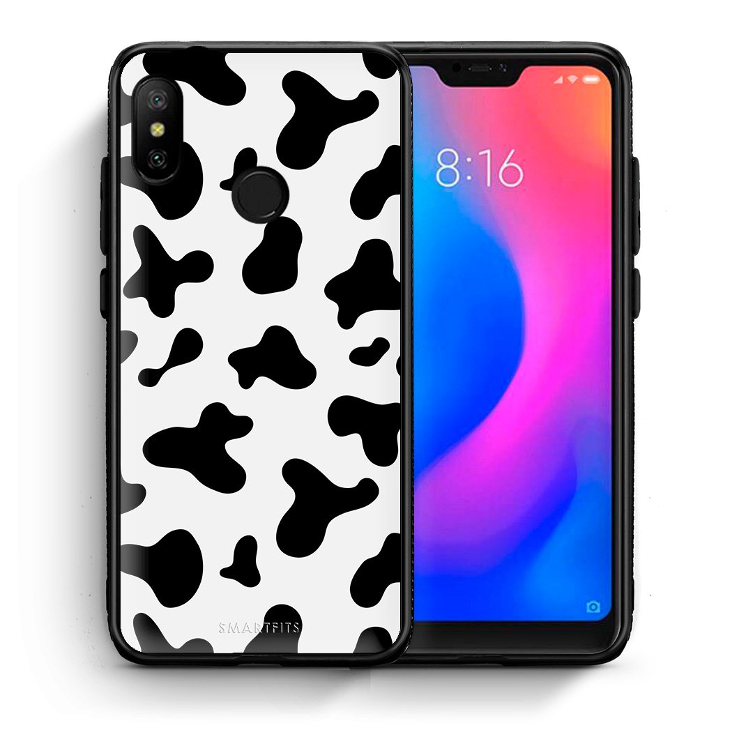 Θήκη Xiaomi Mi A2 Lite Cow Print από τη Smartfits με σχέδιο στο πίσω μέρος και μαύρο περίβλημα | Xiaomi Mi A2 Lite Cow Print case with colorful back and black bezels