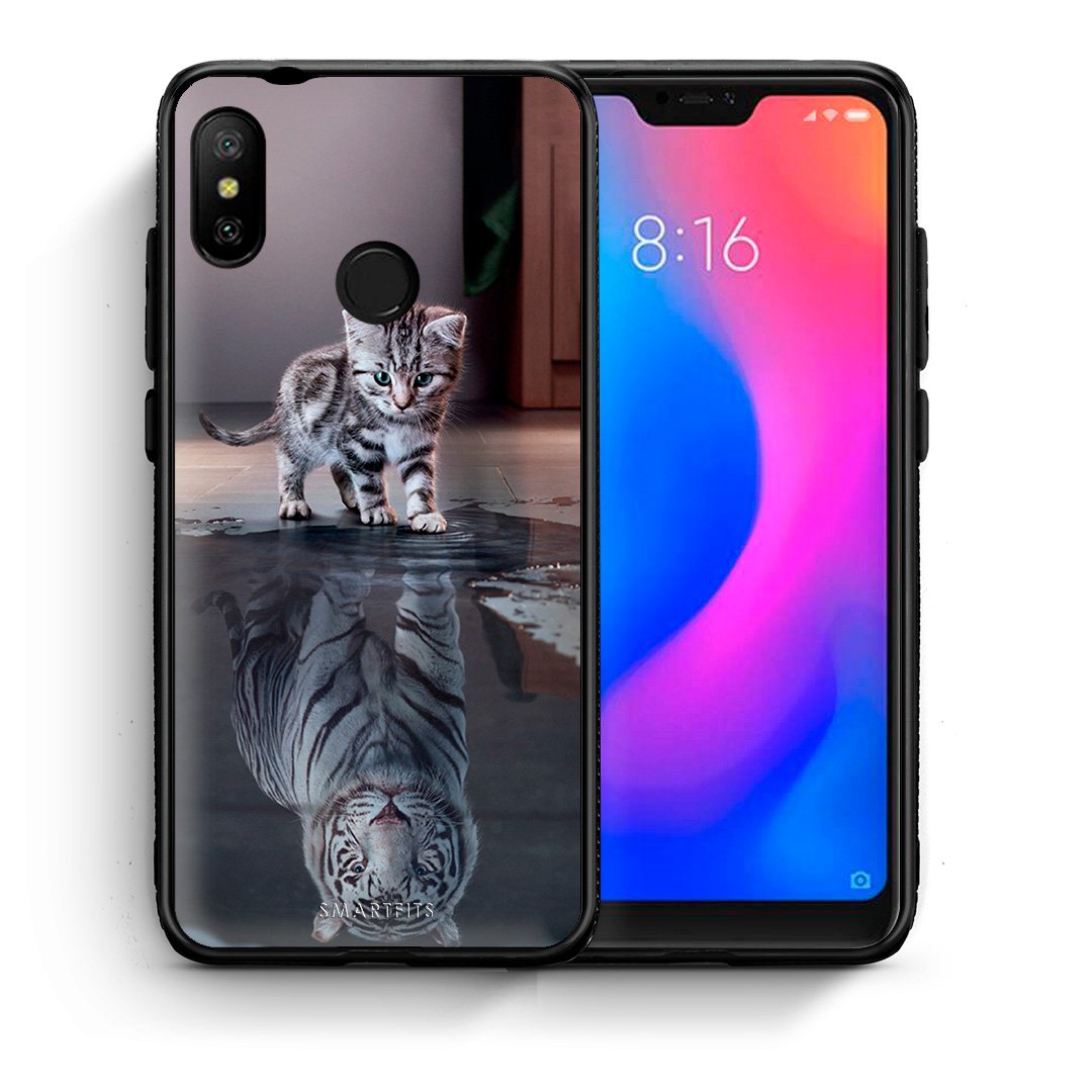 Θήκη Xiaomi Mi A2 Lite Tiger Cute από τη Smartfits με σχέδιο στο πίσω μέρος και μαύρο περίβλημα | Xiaomi Mi A2 Lite Tiger Cute case with colorful back and black bezels