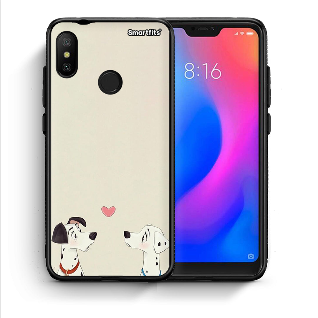 Θήκη Xiaomi Mi A2 Lite Dalmatians Love από τη Smartfits με σχέδιο στο πίσω μέρος και μαύρο περίβλημα | Xiaomi Mi A2 Lite Dalmatians Love case with colorful back and black bezels
