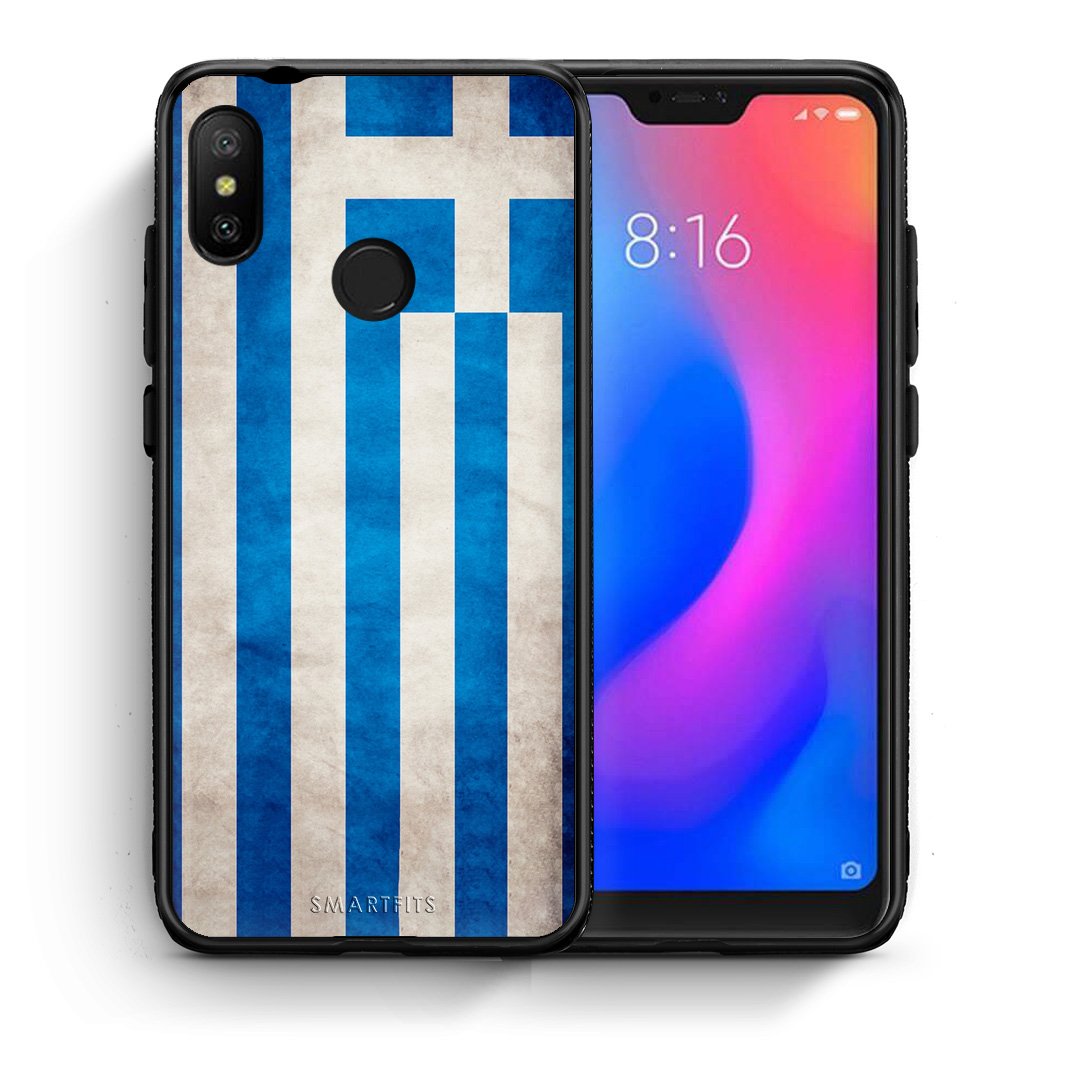 Θήκη Xiaomi Mi A2 Lite Greek Flag από τη Smartfits με σχέδιο στο πίσω μέρος και μαύρο περίβλημα | Xiaomi Mi A2 Lite Greek Flag case with colorful back and black bezels