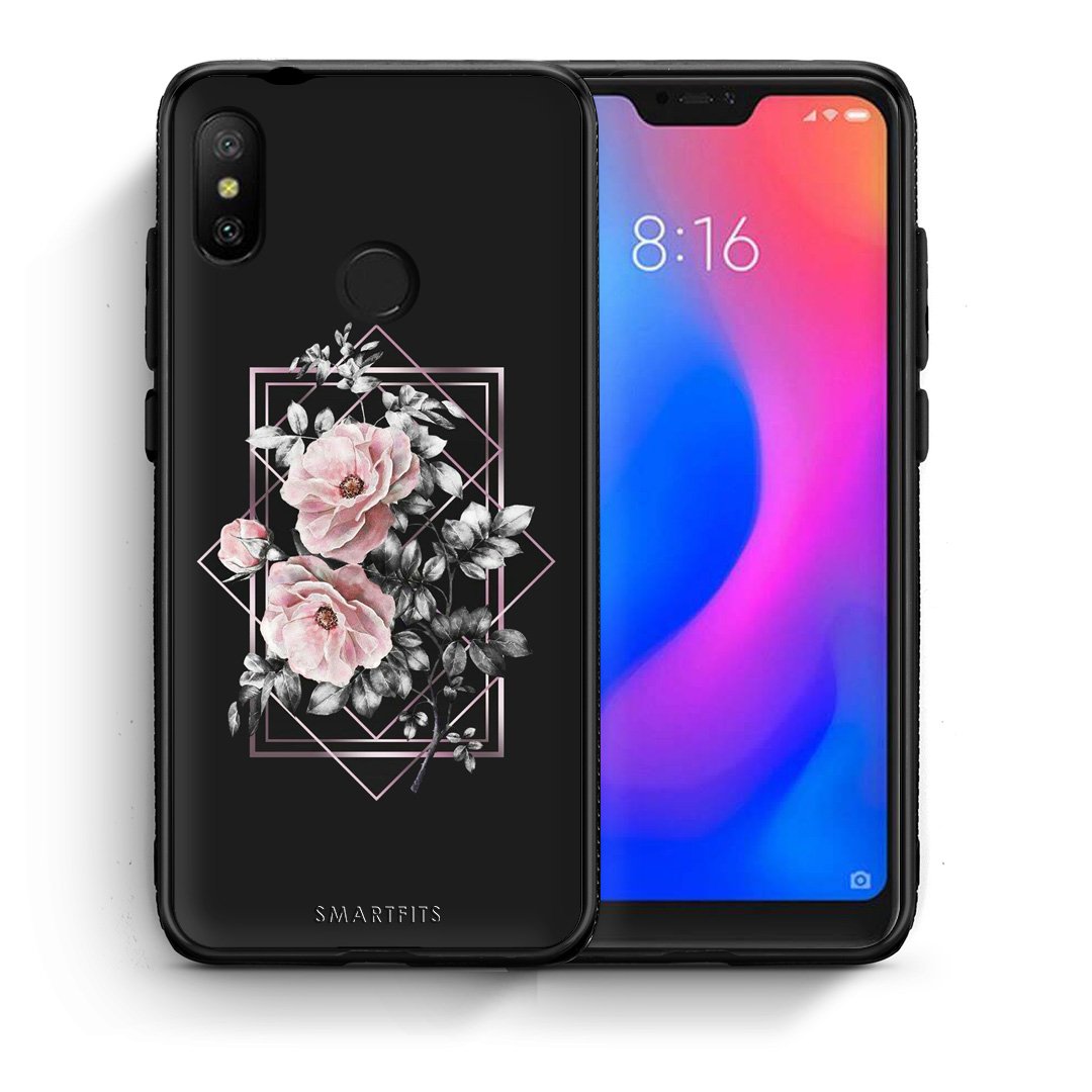 Θήκη Xiaomi Mi A2 Lite Frame Flower από τη Smartfits με σχέδιο στο πίσω μέρος και μαύρο περίβλημα | Xiaomi Mi A2 Lite Frame Flower case with colorful back and black bezels