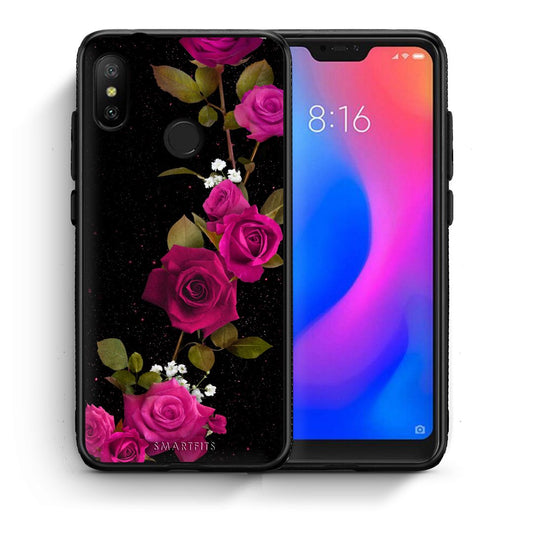 Θήκη Xiaomi Mi A2 Lite Red Roses Flower από τη Smartfits με σχέδιο στο πίσω μέρος και μαύρο περίβλημα | Xiaomi Mi A2 Lite Red Roses Flower case with colorful back and black bezels