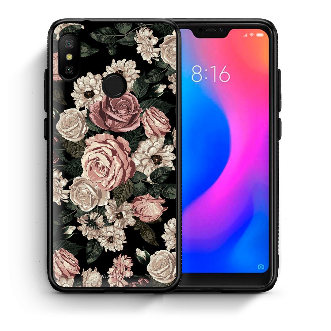 Θήκη Xiaomi Mi A2 Lite Wild Roses Flower από τη Smartfits με σχέδιο στο πίσω μέρος και μαύρο περίβλημα | Xiaomi Mi A2 Lite Wild Roses Flower case with colorful back and black bezels
