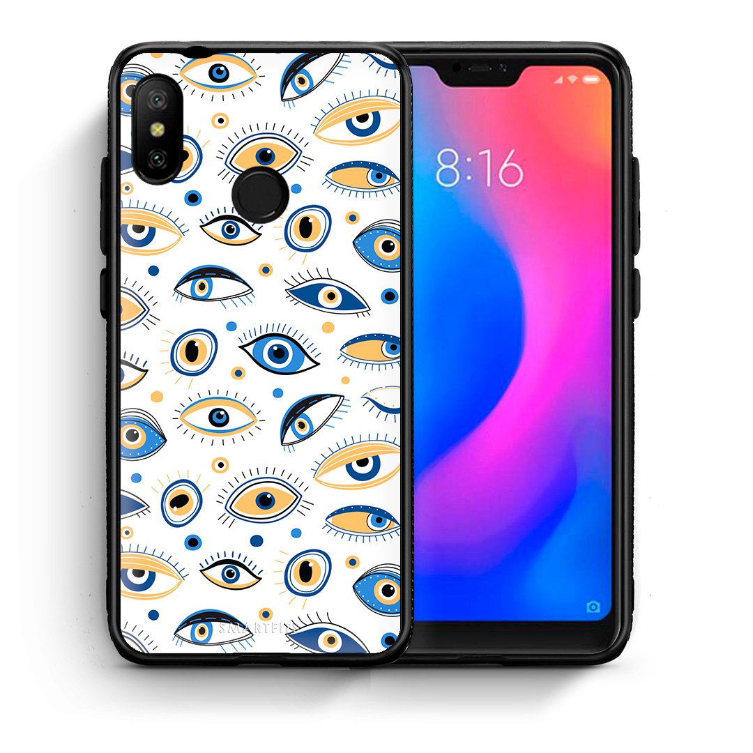 Θήκη Xiaomi Mi A2 Lite Ftou Ftou από τη Smartfits με σχέδιο στο πίσω μέρος και μαύρο περίβλημα | Xiaomi Mi A2 Lite Ftou Ftou case with colorful back and black bezels