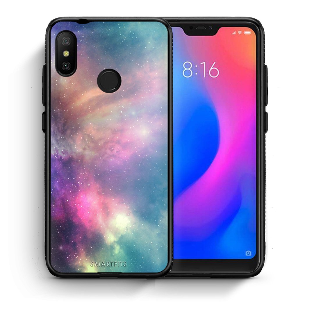 Θήκη Xiaomi Mi A2 Lite Rainbow Galaxy από τη Smartfits με σχέδιο στο πίσω μέρος και μαύρο περίβλημα | Xiaomi Mi A2 Lite Rainbow Galaxy case with colorful back and black bezels