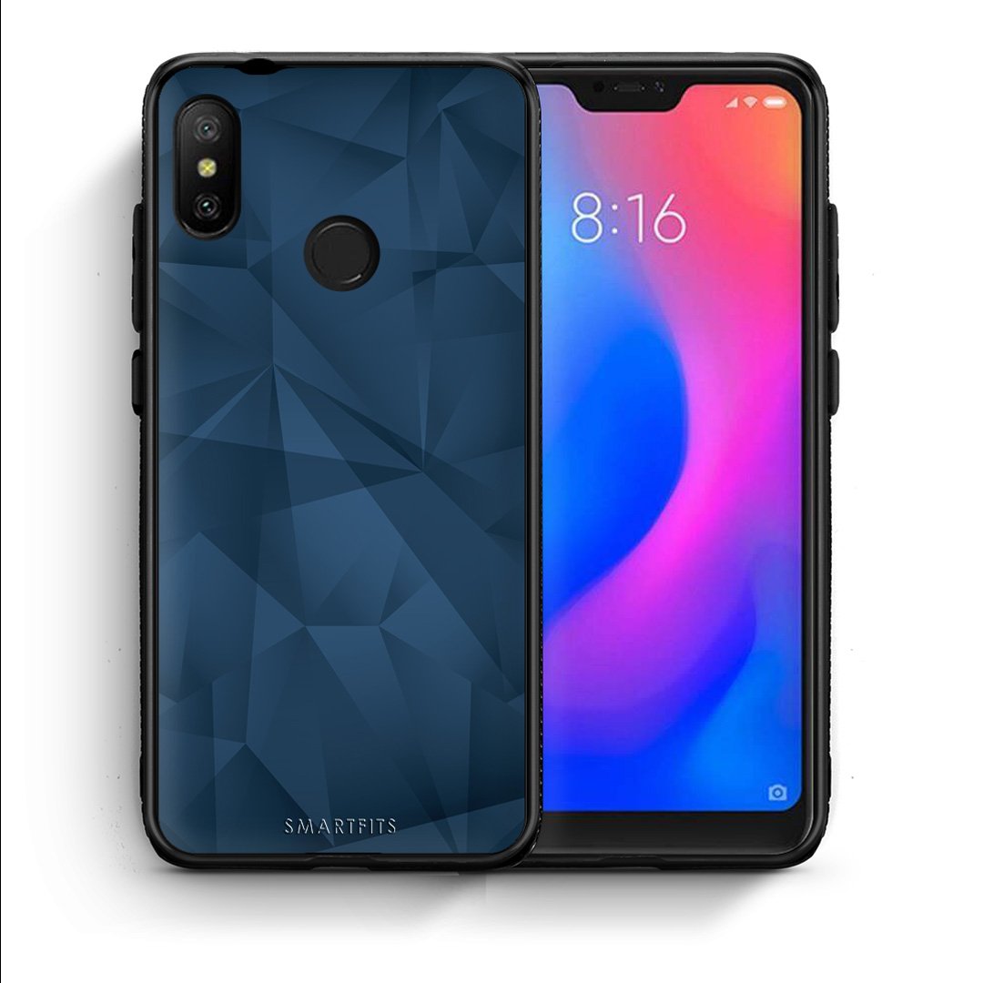 Θήκη Xiaomi Mi A2 Lite Blue Abstract Geometric από τη Smartfits με σχέδιο στο πίσω μέρος και μαύρο περίβλημα | Xiaomi Mi A2 Lite Blue Abstract Geometric case with colorful back and black bezels