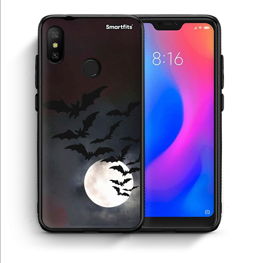 Θήκη Xiaomi Mi A2 Lite Halloween Bat Night από τη Smartfits με σχέδιο στο πίσω μέρος και μαύρο περίβλημα | Xiaomi Mi A2 Lite Halloween Bat Night case with colorful back and black bezels