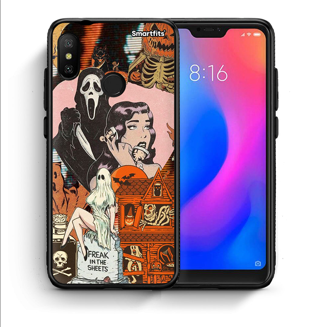 Θήκη Xiaomi Mi A2 Lite Halloween Collage από τη Smartfits με σχέδιο στο πίσω μέρος και μαύρο περίβλημα | Xiaomi Mi A2 Lite Halloween Collage case with colorful back and black bezels